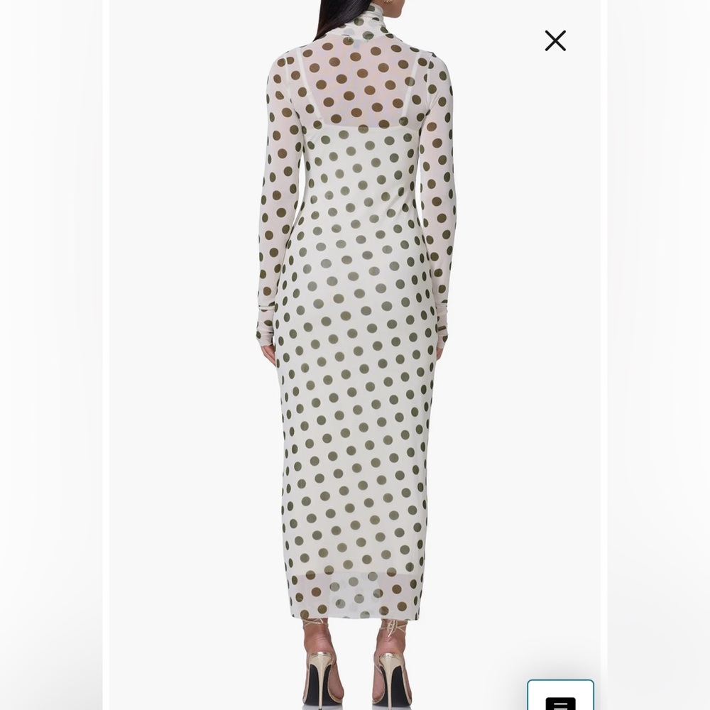 AFRM White and Black Polka Dot Long Sleeve Dress - Picture 2 of 3